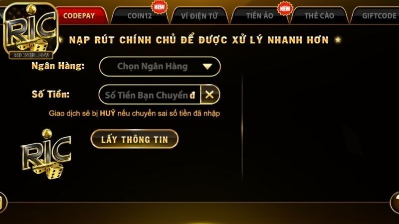 nạp tiền ricwin